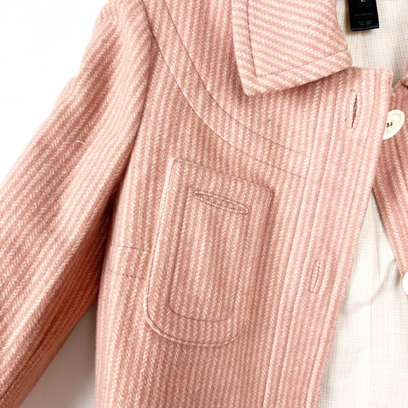 Marc Jacobs Pink Cream Pinstripe Wool Coat L - Picture 3 of 7